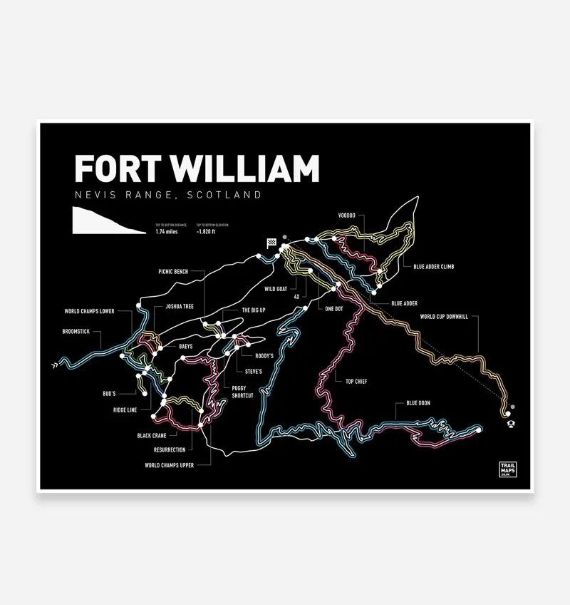 Trail Maps - Fort William Nevis Range Unframed 3 Trail Maps - Fort William Nevis Range Unframed
