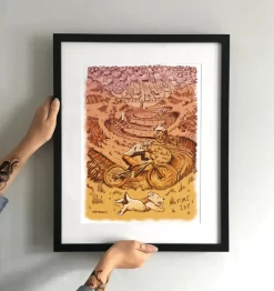 Trail Maps - Pure Joy' Mountain Bike Art Print Unframed
